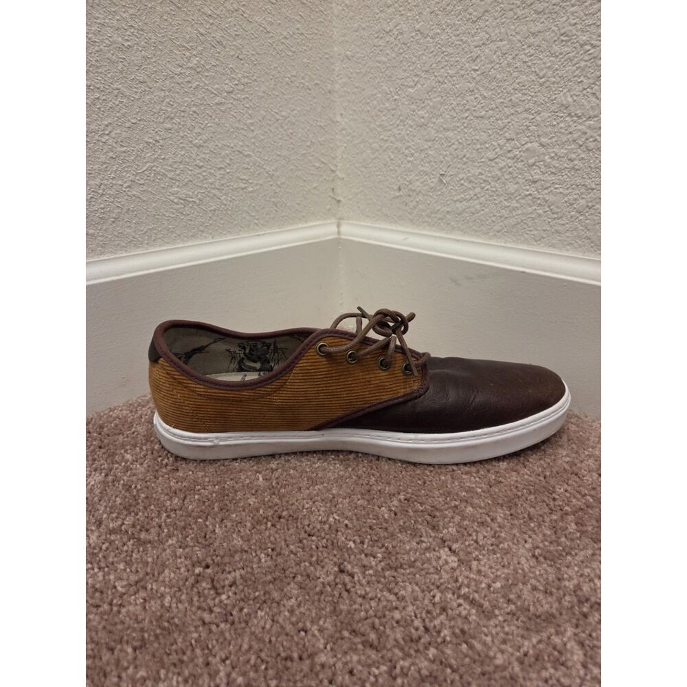 Vans Off The Wall Corduroy Leather Brown Lace Up Low Top Shoes, Men's Size 12 - Picture 4 of 9